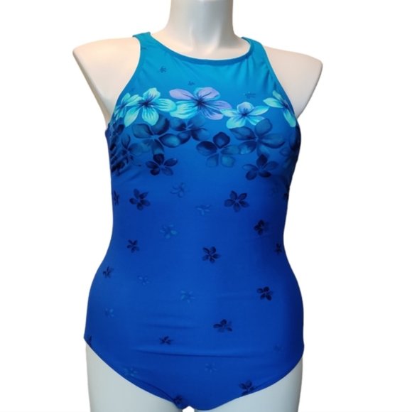 Land's End High Neck Chlorine Resistant High Leg Portrait Back Swimsuit EUC Sz16 - Picture 14 of 14